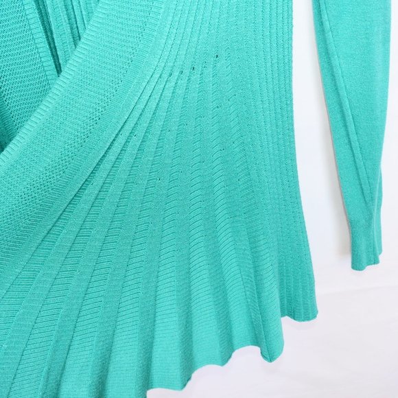 Y2K Rhinestone Butterfly Lace Turquoise Ribbed Cardigan - Picture 5 of 5